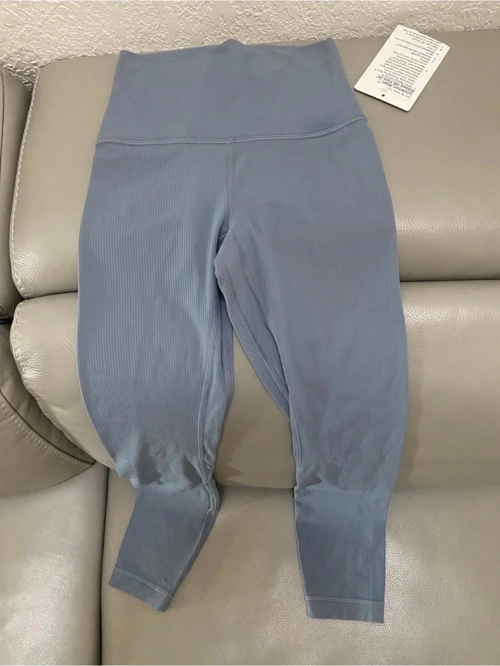 High-Waist Ribbed Leggings in Slate Blue